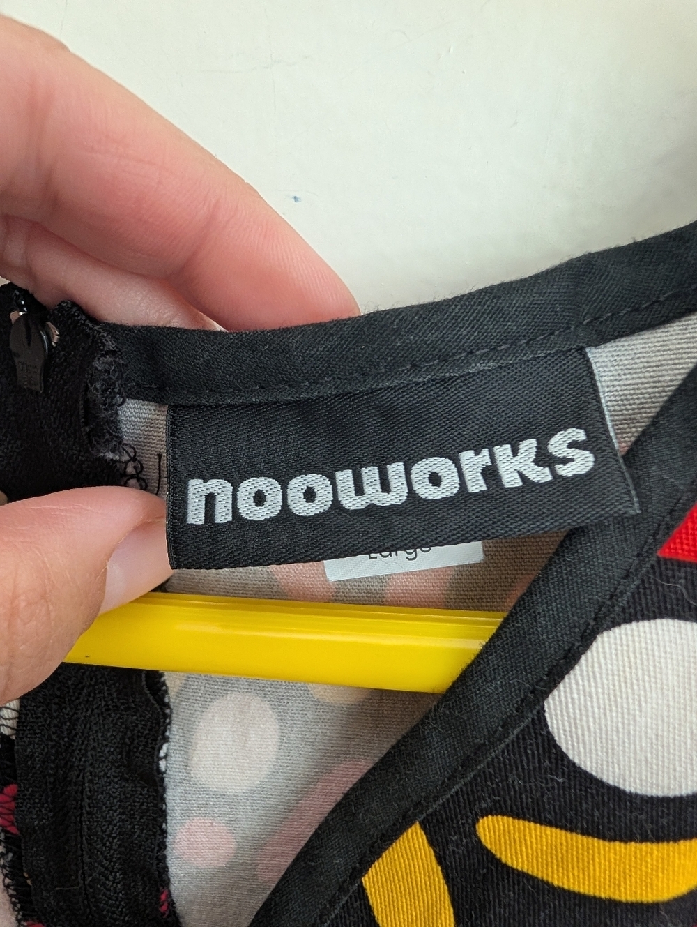 Nooworks Black Fit And Flare Dress, Red, Yellow & White Abstract Print - Picture 3 of 6